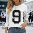 【バックプリント・背中側】9 数字 背番号 ユニフォーム ナンバー【ブラック／黒 の文字】スポーツ 練習着 部活 長袖Tシャツ 彼女への贈り物