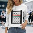 【バックプリント・背中側】Bocci ぼっち ロゴ 総柄 イタリア国旗風【変なtシャツ】陰キャ ブランド パロディ 面白 長袖Tシャツ 彼女への贈り物