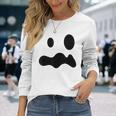 お化けの顔 ハロウィーン 幽霊 おばけ ゆうれい 長袖Tシャツ 彼女への贈り物