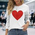 かわいい赤ミニマリスト ハート 長袖Tシャツ 彼女への贈り物