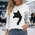かわいい黒猫tシャツ ユニセックス 長袖Tシャツ 彼女への贈り物