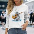 アコースティックギターを弾くクマ、ベアギタリスト 長袖tシャツ 長袖Tシャツ 彼女への贈り物