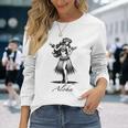 アロハ ハワイ ハワイアン ヴィンテージ ワヒネ フラダンス ダンサー ガール 長袖Tシャツ 彼女への贈り物