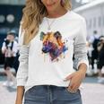 カラフルなハイエナプレデター 水彩画携帯電話ケース 長袖Tシャツ 彼女への贈り物