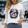 キツネ キツネ 桜 花 日本 九尾狐 長袖tシャツ 長袖Tシャツ 彼女への贈り物