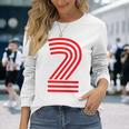 クールなレトロなレタリングジャージ、背番号2 Two Dos 長袖Tシャツ 彼女への贈り物
