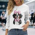 コケットボウ バーニーズマウンテンドッグ ママピンクリボンガール 長袖Tシャツ 彼女への贈り物