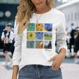 ゴッホの絵画、ひまわり、星月夜 長袖Tシャツ 彼女への贈り物