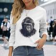 ゴリラ 描画 動物 イラスト 抽象画 アート ゴリラ 長袖Tシャツ 彼女への贈り物