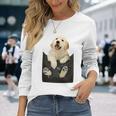 ゴールデンレトリバー ポケットに入った子犬 長袖tシャツ 長袖Tシャツ 彼女への贈り物