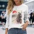 サムライ 猫戦士 浮世 墨絵 猫 サムライ 長袖tシャツ 長袖Tシャツ 彼女への贈り物