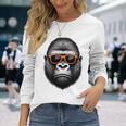 サングラスをかけたクールなゴリラグラフィックアート 長袖tシャツ 長袖Tシャツ 彼女への贈り物
