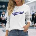 シラキュース ニューヨーク バーシティ スクリプト クラシック スポーツ ジャージスタイル 長袖Tシャツ 彼女への贈り物