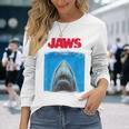 ジョーズ シルエット グラフィック 長袖Tシャツ 彼女への贈り物