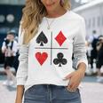 ダイヤモンド スペード ハーツ クラブ トランプスーツ ポーカー 長袖Tシャツ 彼女への贈り物
