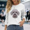 ホワイト トイプードル 犬 いぬ 顔 長袖Tシャツ 彼女への贈り物