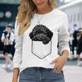 トイプードルのポケット 長袖Tシャツ 彼女への贈り物