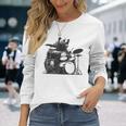 ドラマー ドラムキット クマの演奏 ドラムキット ミュージシャン 長袖Tシャツ 彼女への贈り物