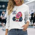 ドーナツストップワーキング ドーナツ ジム ワークアウト ウェイトリフティング 面白い 長袖Tシャツ 彼女への贈り物