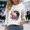 ハリネズミ アート 幾何学 動物 抽象 グラフィック ハリネズミ 長袖Tシャツ 彼女への贈り物