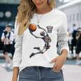 バスケットボール スケルトン ハロウィン 男性 男の子 バスケットボール ハロウィン 長袖Tシャツ 彼女への贈り物