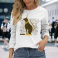 バステット 古代エジプトの猫 神 ヒエログリフ グラフィックアート愛好家 長袖Tシャツ 彼女への贈り物