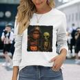 ビッグフットエイリアン 面白い ハロウィン トリック ドア カメラビュー 長袖tシャツ 長袖Tシャツ 彼女への贈り物