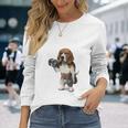 ビーグル 犬 ダンベル 筋トレ 筋肉 ワークアウト ジム 長袖Tシャツ 彼女への贈り物