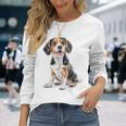 ビーグル 犬 モチーフ ペット イラスト ビーグル 長袖Tシャツ 彼女への贈り物
