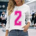 ピンク色背番号 2 チーム短大スポーツピンク色背番号付きユニフォーム 長袖Tシャツ 彼女への贈り物