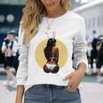 ピンナップ セクシー ブラウンスキン イースターバニー ガールズ ヴィンテージ メンズ レディース 長袖tシャツ 長袖Tシャツ 彼女への贈り物