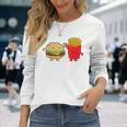 フライドポテト ハンバーガー チーズバーガー 友達 ファストフード フライドポテト 長袖Tシャツ 彼女への贈り物