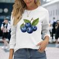 ブルーベリー愛好家のためのブルーベリーデザイン 長袖Tシャツ 彼女への贈り物