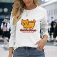 ホットドッグ 猫 かわいい 和 面白い 食べ物 動物 長袖tシャツ 長袖Tシャツ 彼女への贈り物
