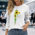 ポケットに入ったかわいいひまわり クリスマスギフト 長袖Tシャツ 彼女への贈り物