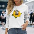 ポケットの中の犬 花 サルーキ 長袖Tシャツ 彼女への贈り物