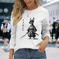 ミニチュアピンシャー 侍戦士 日本の浮世絵 アートドッグ 長袖Tシャツ 彼女への贈り物