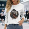 モンキー ゴリラ シルバーバック アニマル スプラッシュ グラフィティ アート 長袖Tシャツ 彼女への贈り物