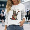 ロックンロール ギター 猫 ビンテージ Rock ギタリスト 猫 長袖tシャツ 長袖Tシャツ 彼女への贈り物