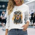 ロットワイラー 犬 モチーフ ペット アートワーク カラフル ロットワイラー 長袖Tシャツ 彼女への贈り物