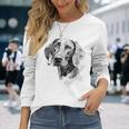 ワイマラナー 犬 グラフィック ペット アート ワイマラナー 長袖Tシャツ 彼女への贈り物