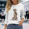 ワイマラナー 犬 グラフィック ペット イラスト ワイマラナー 長袖Tシャツ 彼女への贈り物