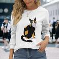 三毛猫ポートレート かわいい三毛猫 三毛猫好き 長袖Tシャツ 彼女への贈り物