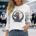 古代忍者猫 日本の子猫 刀猫 サムライキャット 長袖Tシャツ 彼女への贈り物