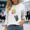 可愛い赤ちゃんのゴリラシルバーバックグラフィックバルーンアートワーク。 長袖Tシャツ 彼女への贈り物