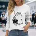 和風カエル漢字ミニマリストアート 長袖Tシャツ 彼女への贈り物