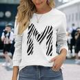 太字 クリエイティブ ゼブラマーカー 文字 M デザイン アニマルシリーズ 長袖Tシャツ 彼女への贈り物