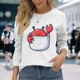 愛らしい かわいい ちび 和 ポケット カワイイ カニ 長袖Tシャツ 彼女への贈り物