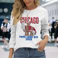 教皇レオンxiv 2025 – シカゴ初のアメリカ教皇デザイン 長袖Tシャツ 彼女への贈り物