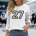数字 27 ヴィンテージ ブラックホワイト 長袖Tシャツ 彼女への贈り物
